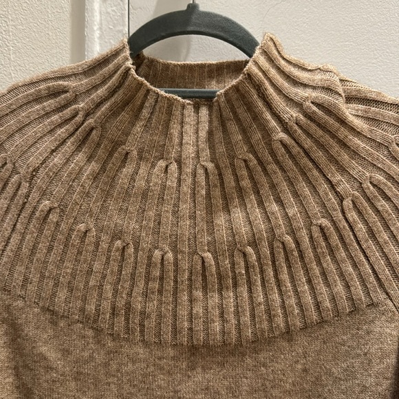 Anthropologie Light Brown Mock Neck Sweater Women’s S soft Classic Neutral - Picture 3 of 5